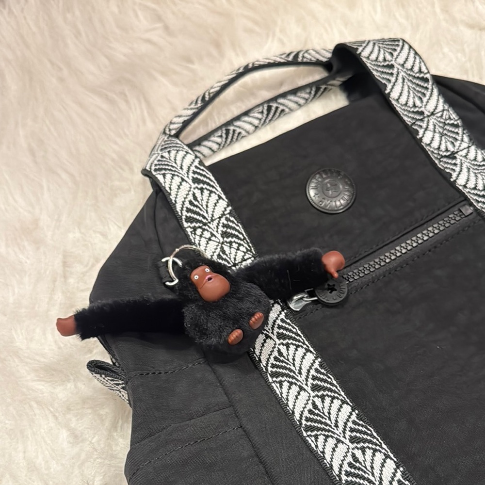 Kipling Black Backpack With Patterned Straps Nwot. - image 4